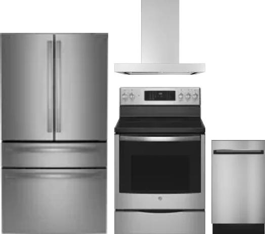 4 Piece Package Includes Refrigerator, Range, Hood And Dishwasher